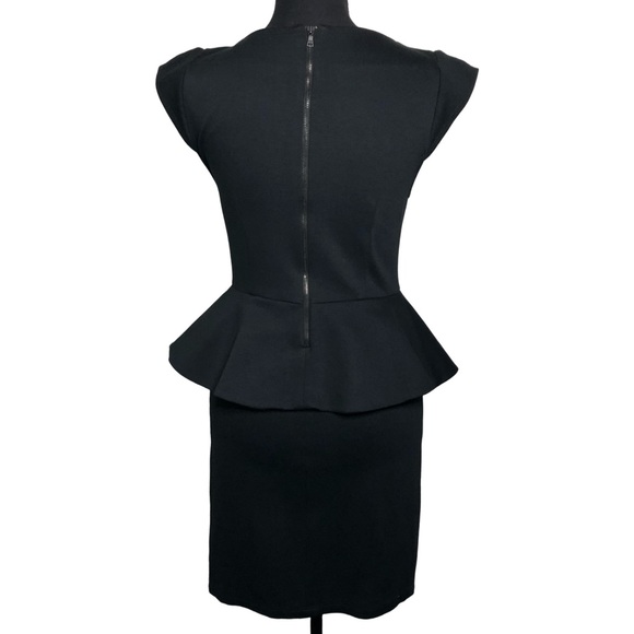 Alice + Olivia Dress Peplum Cap Sleeve Black Size 8 - Picture 3 of 10